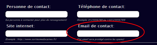 Champ Email de contact